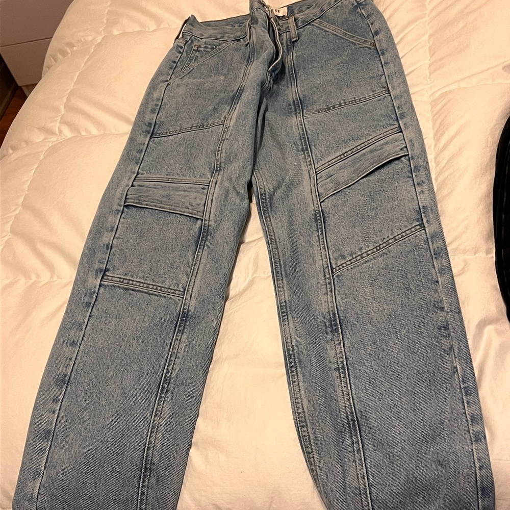 Agolde Light Blue Denim Cargo Pants